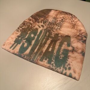 Stylish Tan and Green Beanie